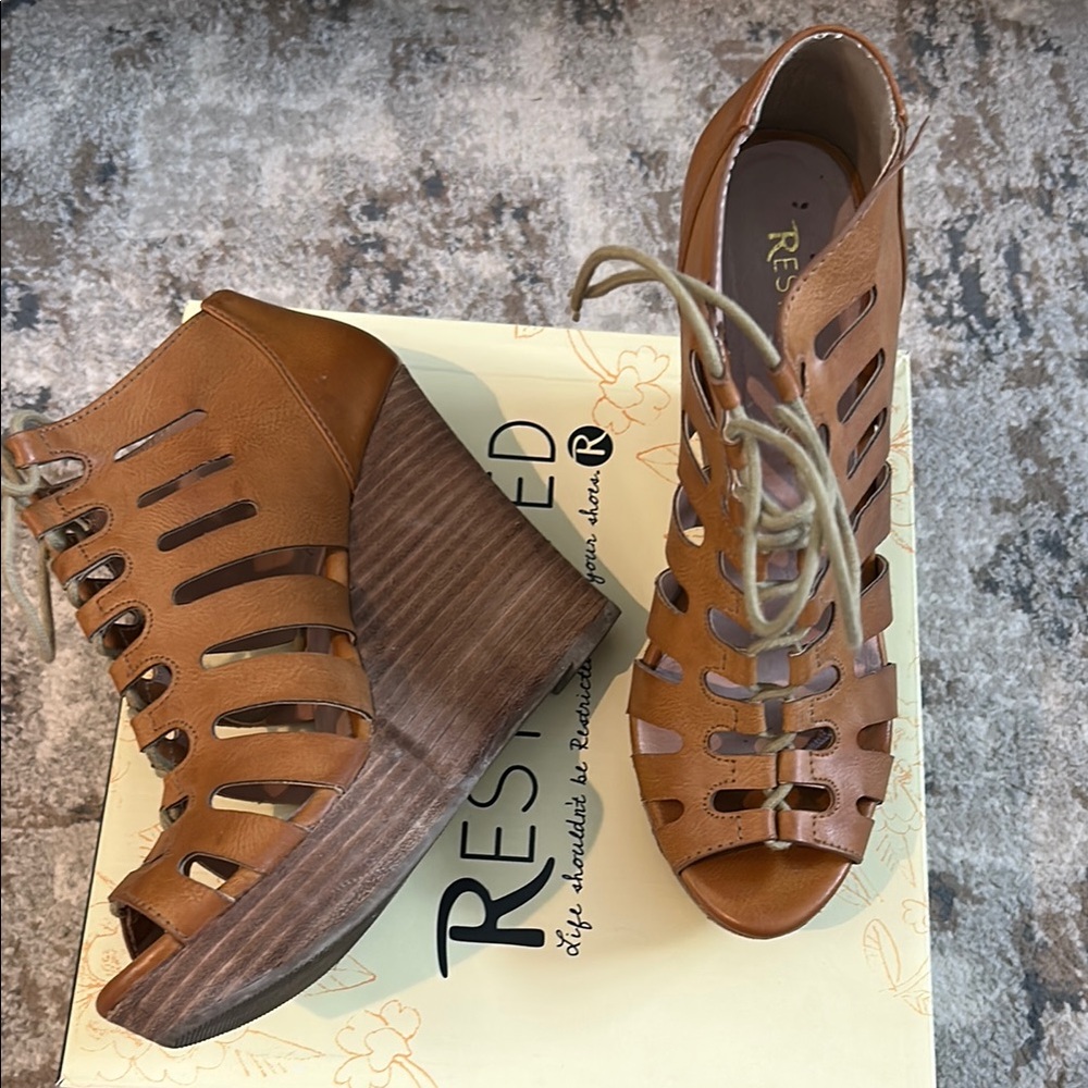 Restricted Tan Gladiator Sandals With Stiletto He… - image 2